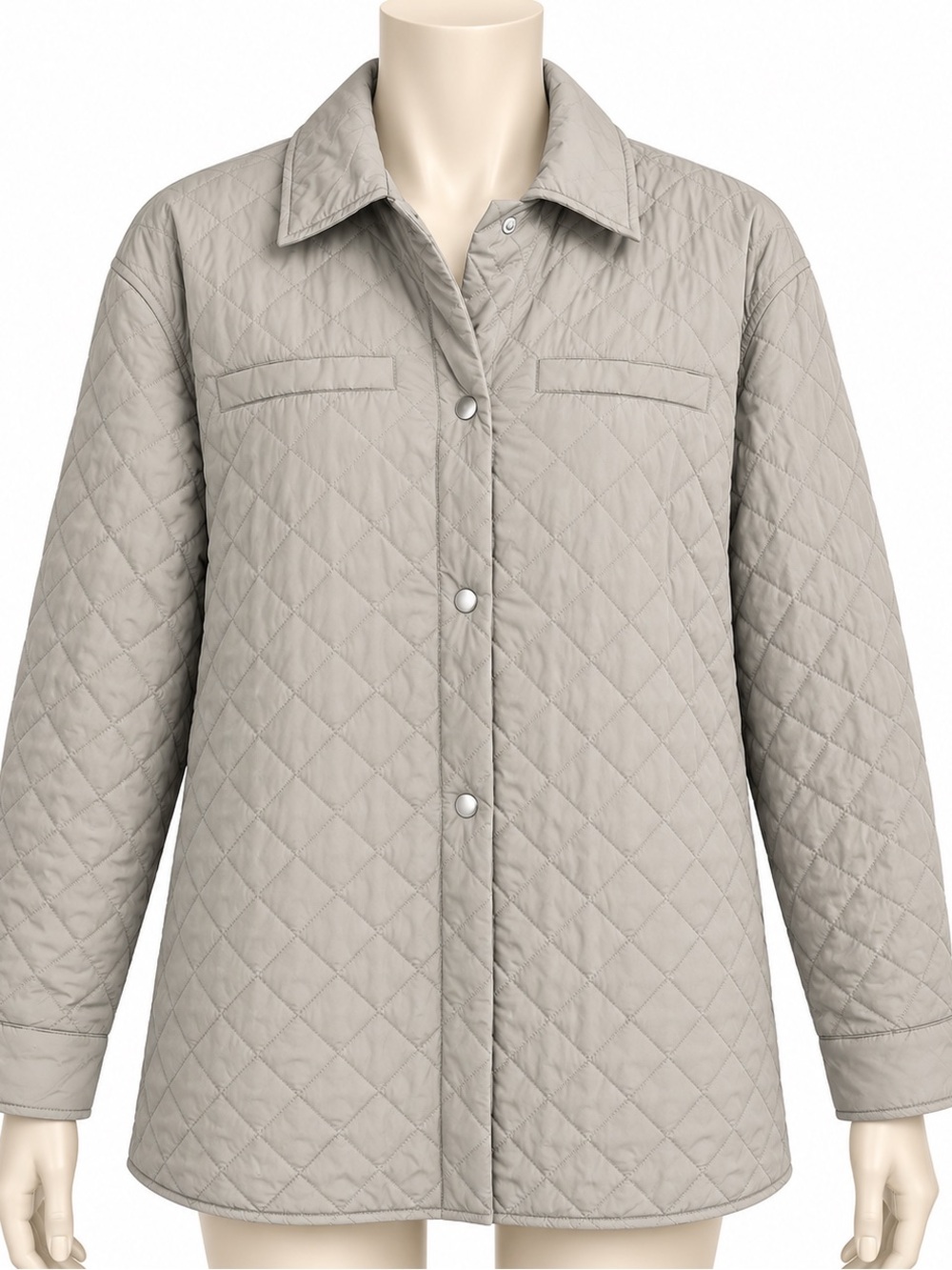 Ilse Jacobsen Hornbæk Light Sage Gray Quilted Jacket EU 42 Large